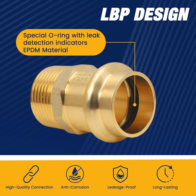 Abbiemo 10PCS 3/4 inch Propress x 3/4 inch NPT Male Adapter Pressure Copper Fitting ProPress Connect to Male NPT Pipe Lead-Free - Image 4